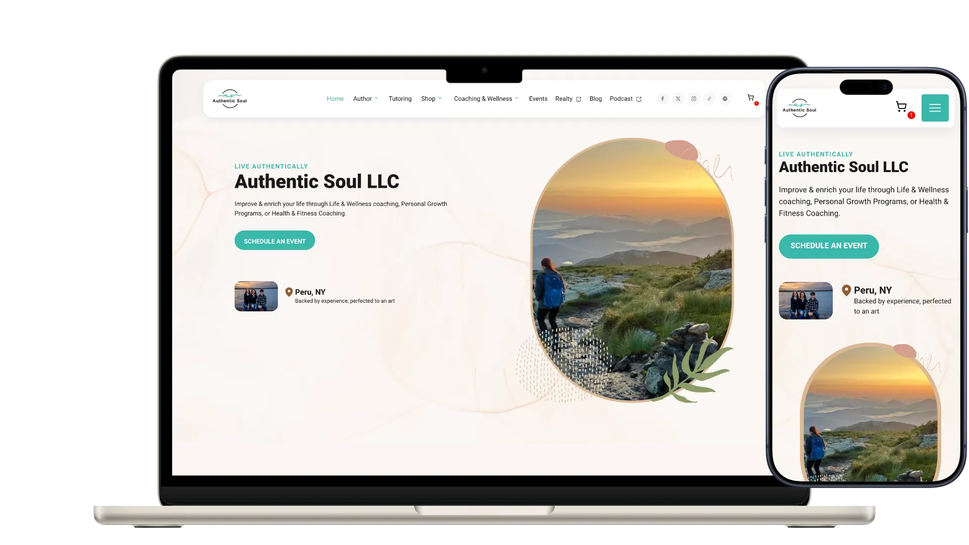 Authentic Soul storefront on desktop and mobile devices